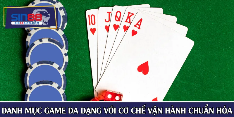 Danh mục game đa dạng với cơ chế vận hành chuẩn hóa