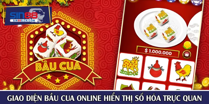 Giao diện bầu cua online hiển thị số hóa trực quan