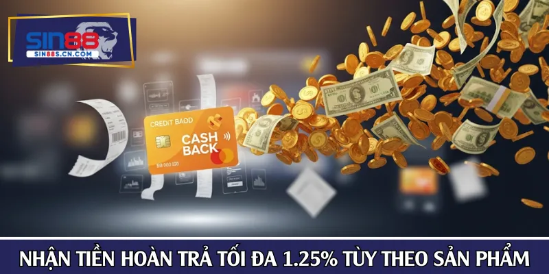 Nhận tiền hoàn trả tối đa 1.25% tùy theo sản phẩm